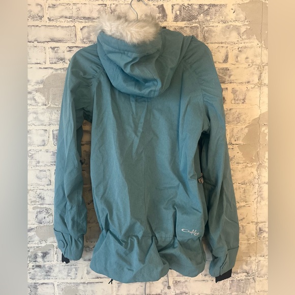 Oakley | Gretchen Bleiler Aqua Blue Faux Fur Hood Snowboard Ski Jacket +… - Picture 2 of 13